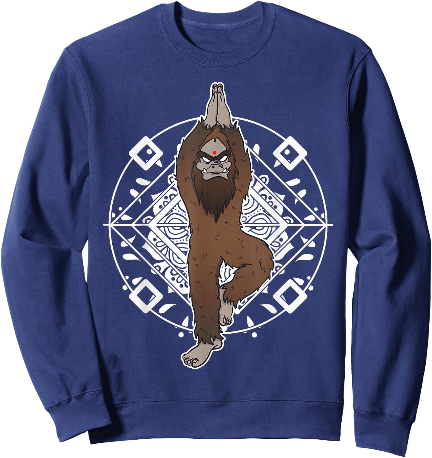Bigfoot Sasquatch Yeti Yoga Meditation Funny Gift Sweatshirt - Sweatshirt | Navy