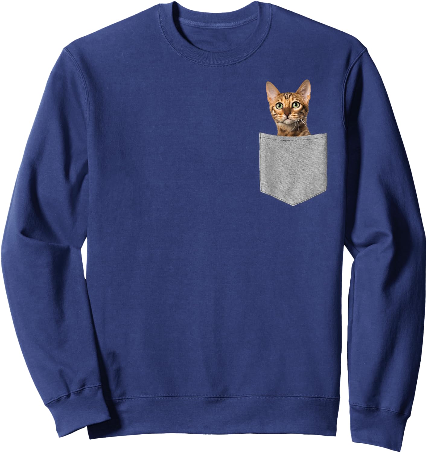 Funny Bengal Cat In Pocket Cute Kitty Lover Gifts Sweatshirt - Sweatshirt | Navy