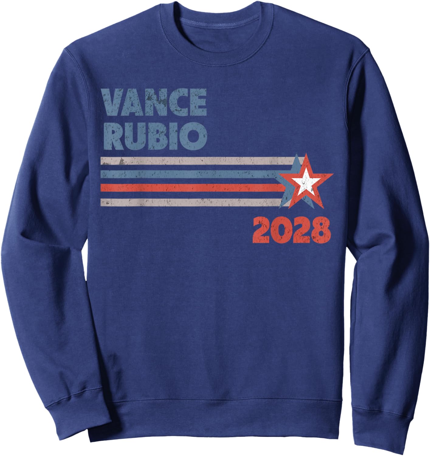 Vance Rubio 2028 Retro Stripe Republican for President Sweatshirt - Sweatshirt | Navy