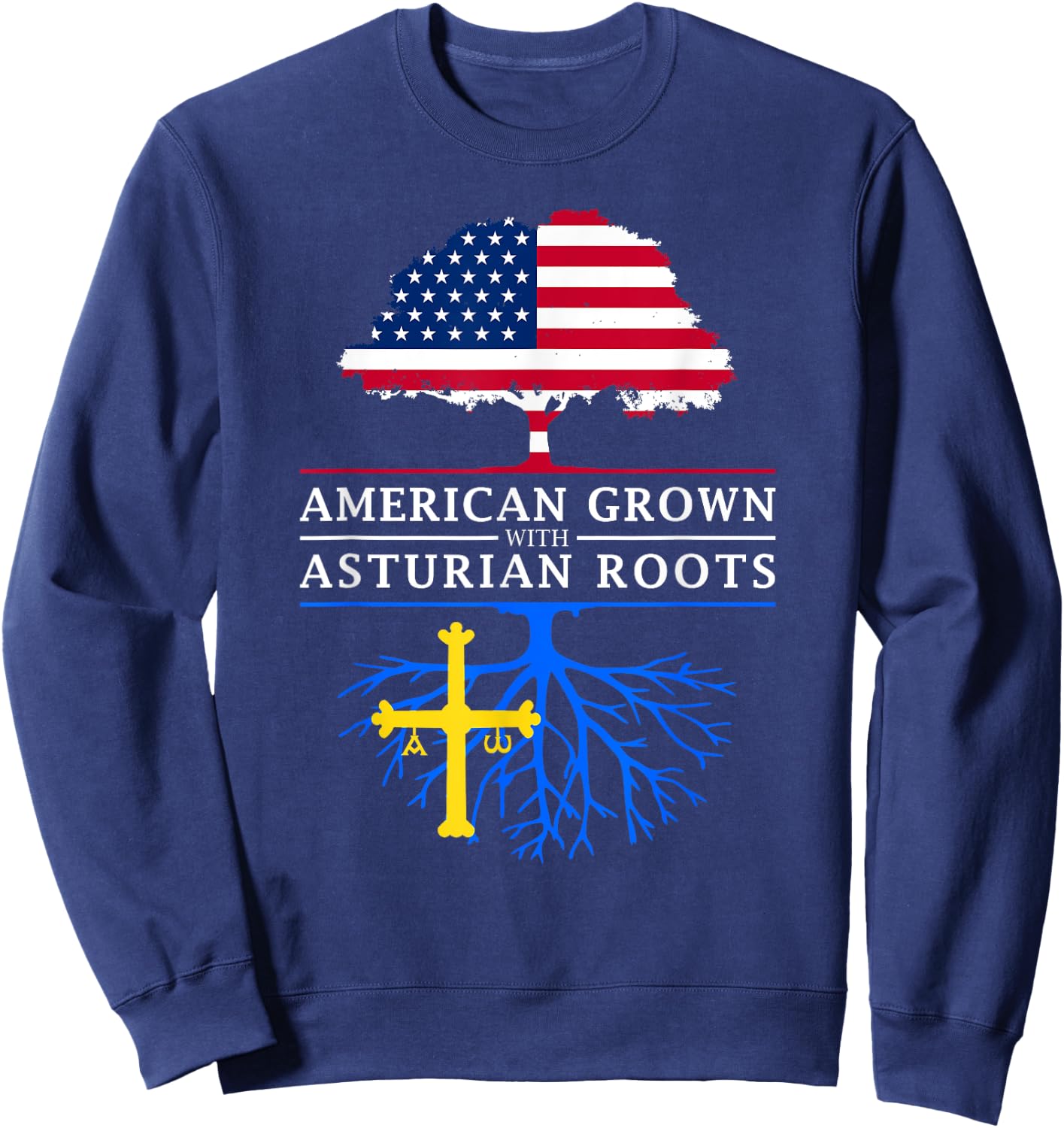 Asturian American Flag Reunion - Asturias Shirt Sweatshirt - Sweatshirt | Navy