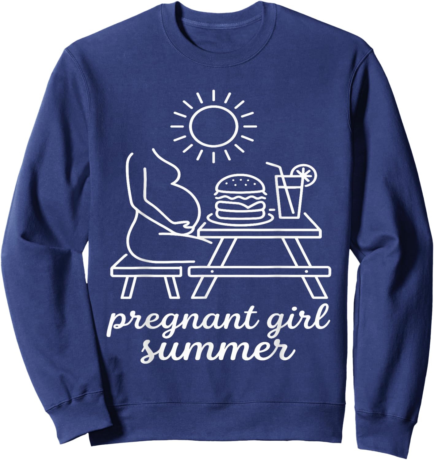 Pregnant Girl Summer - Pregnancy Announcement Sweatshirt - Sweatshirt | Navy
