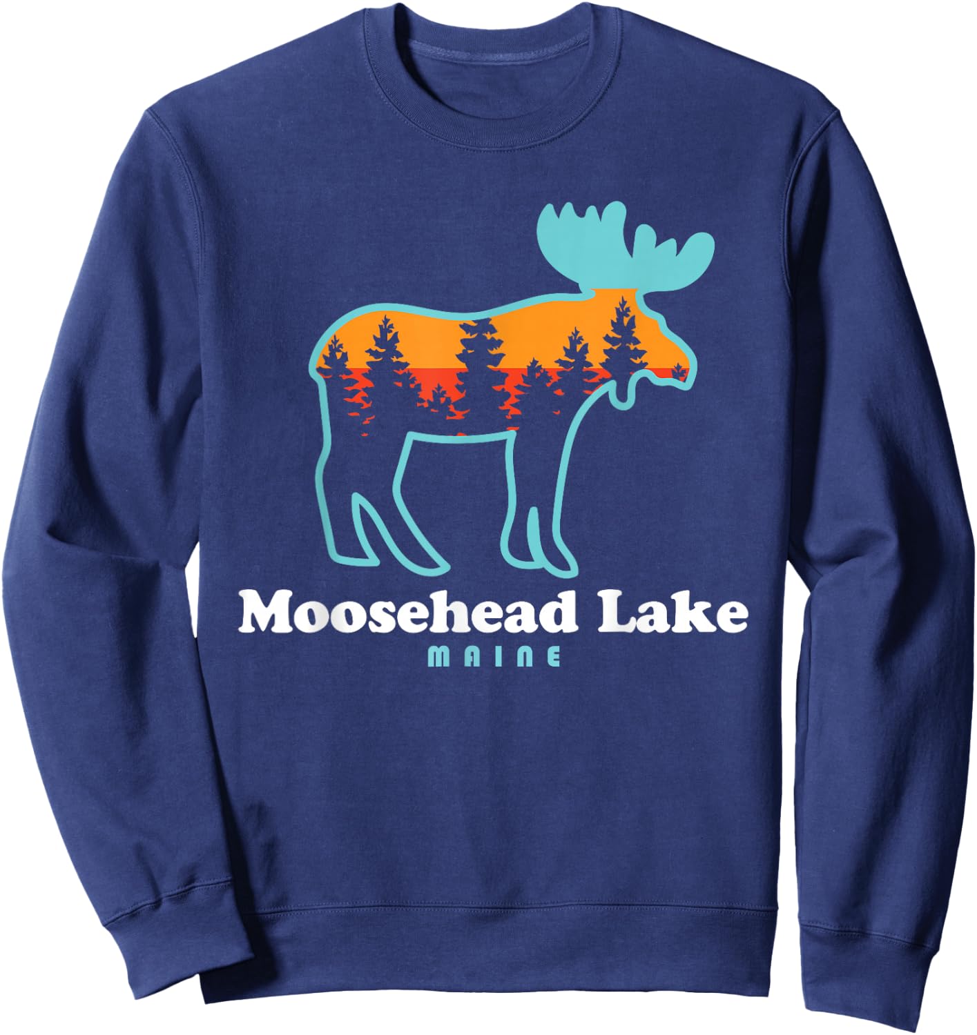 Moosehead Lake Maine - Moose Moosehead Lake Sweatshirt - Sweatshirt | Navy