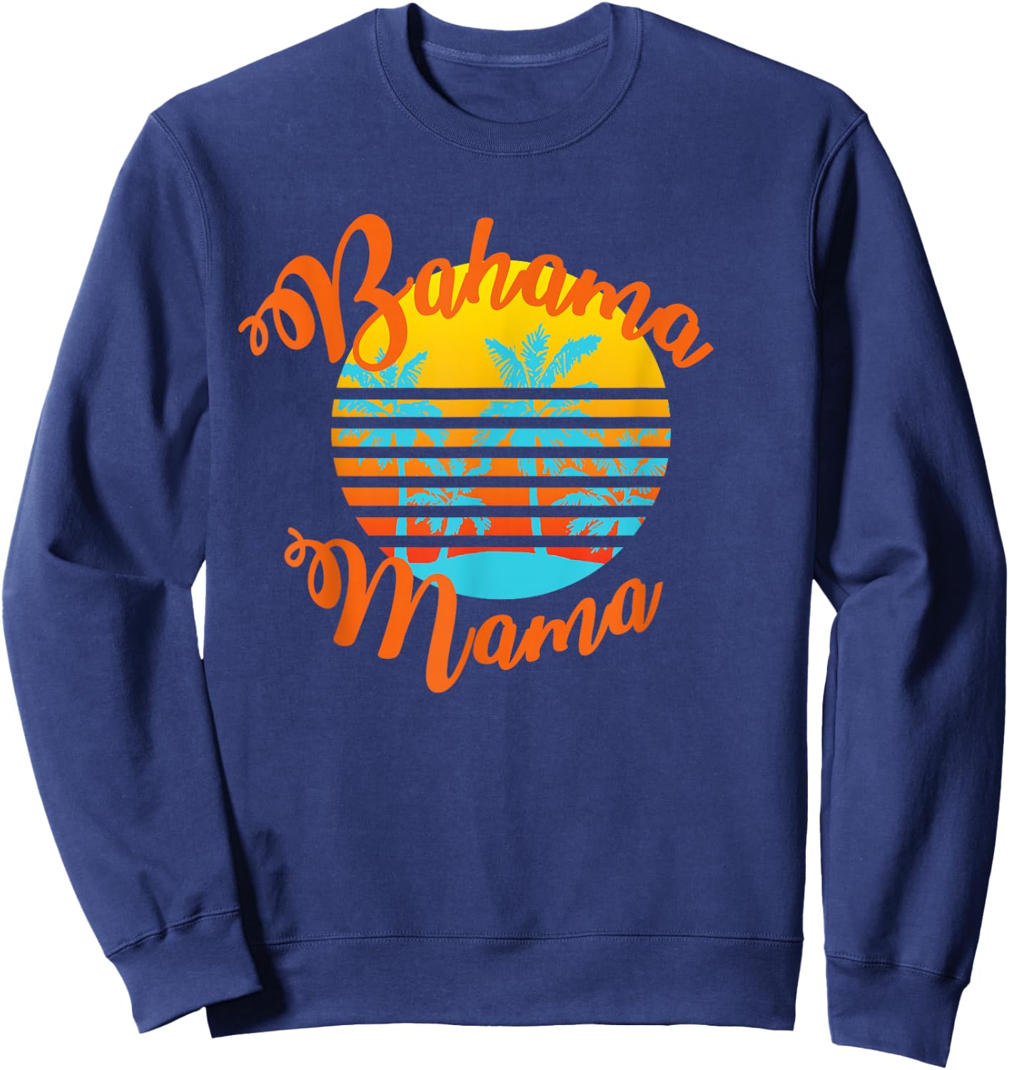 Bahama Mama Retro sunset with palm trees Sweatshirt - Sweatshirt | Navy
