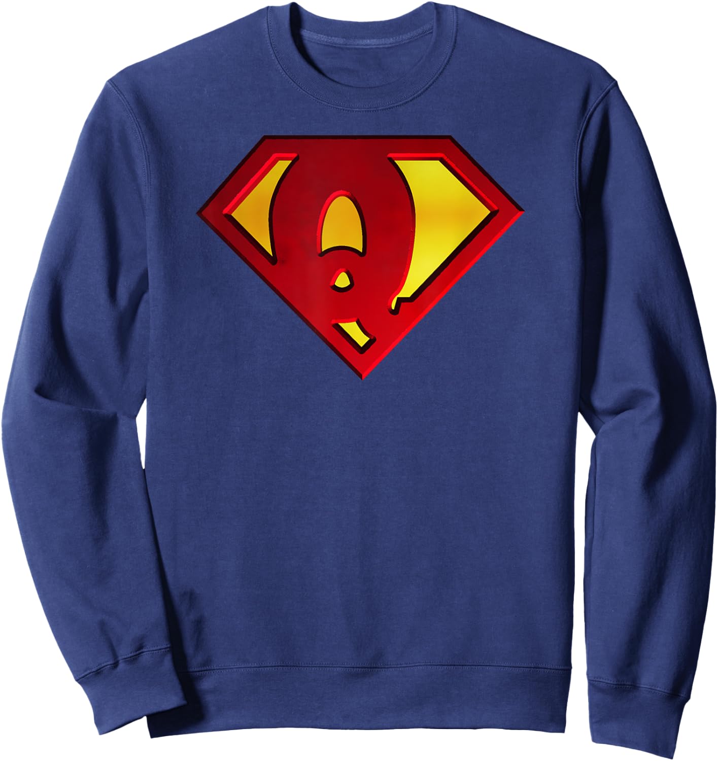 Funny Superhero Shield Letter Q Name Gift Shirt Sweatshirt - Sweatshirt | Navy