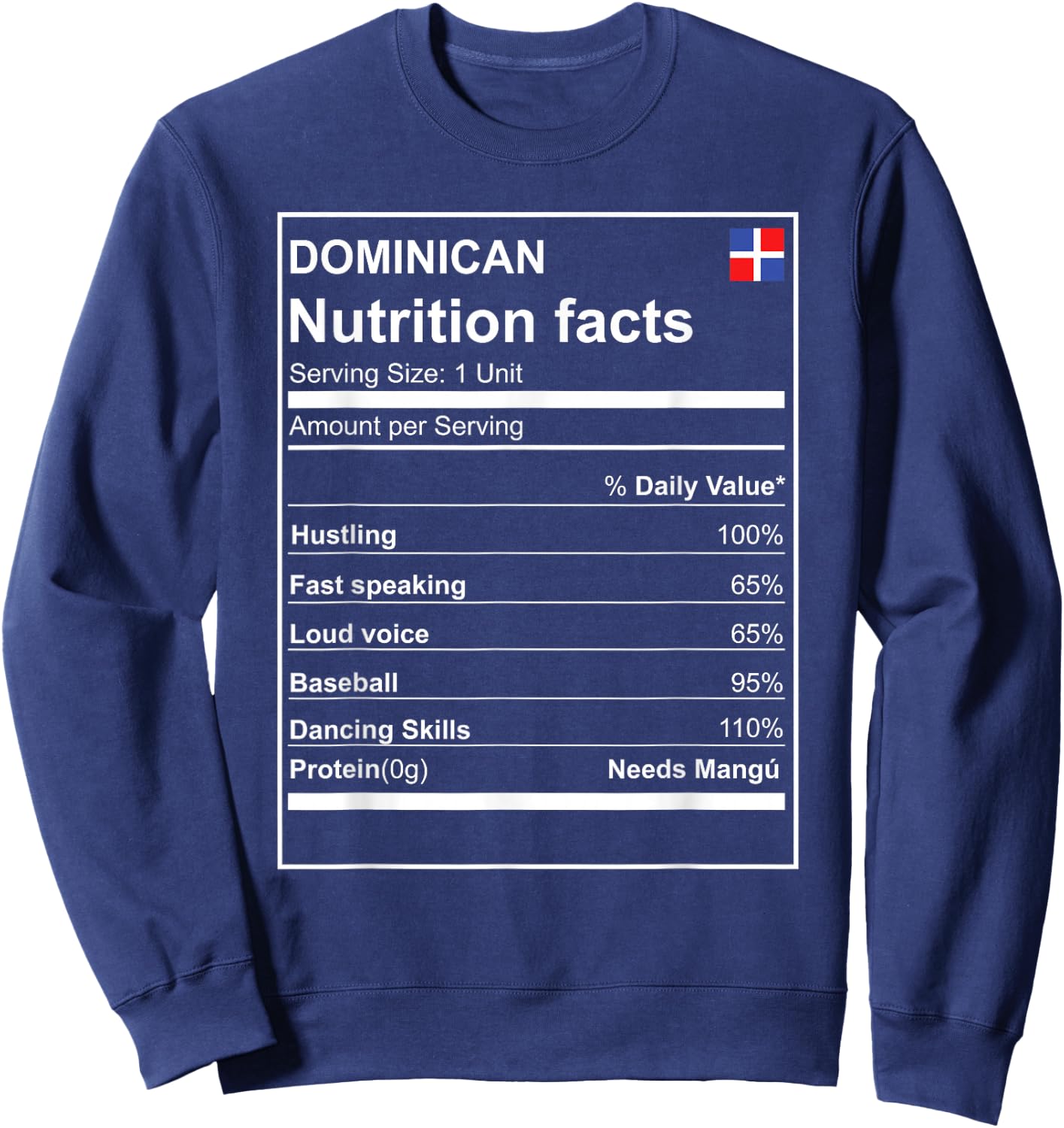 Dominican Nutrition Facts cool and modern Sweatshirt - Sweatshirt | Navy