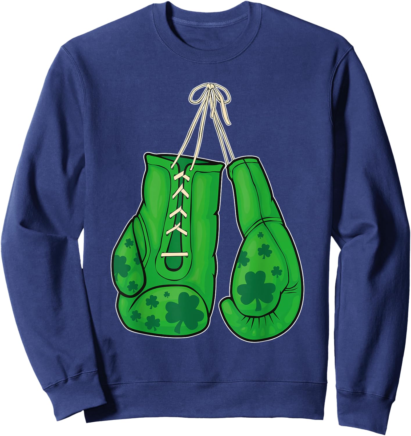 St Patricks Day Boxing Gloves Green Lucky Shamrock Sweatshirt - Sweatshirt | Navy