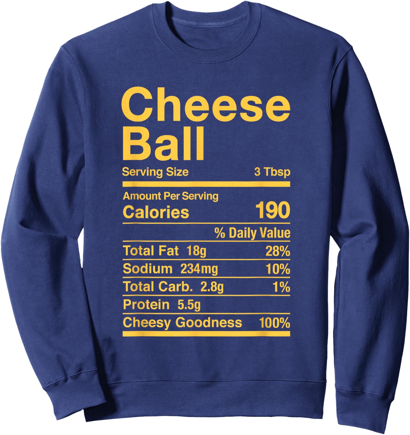 Cheese Ball Retro Nutrition Facts Matching Sweatshirt - Sweatshirt | Navy