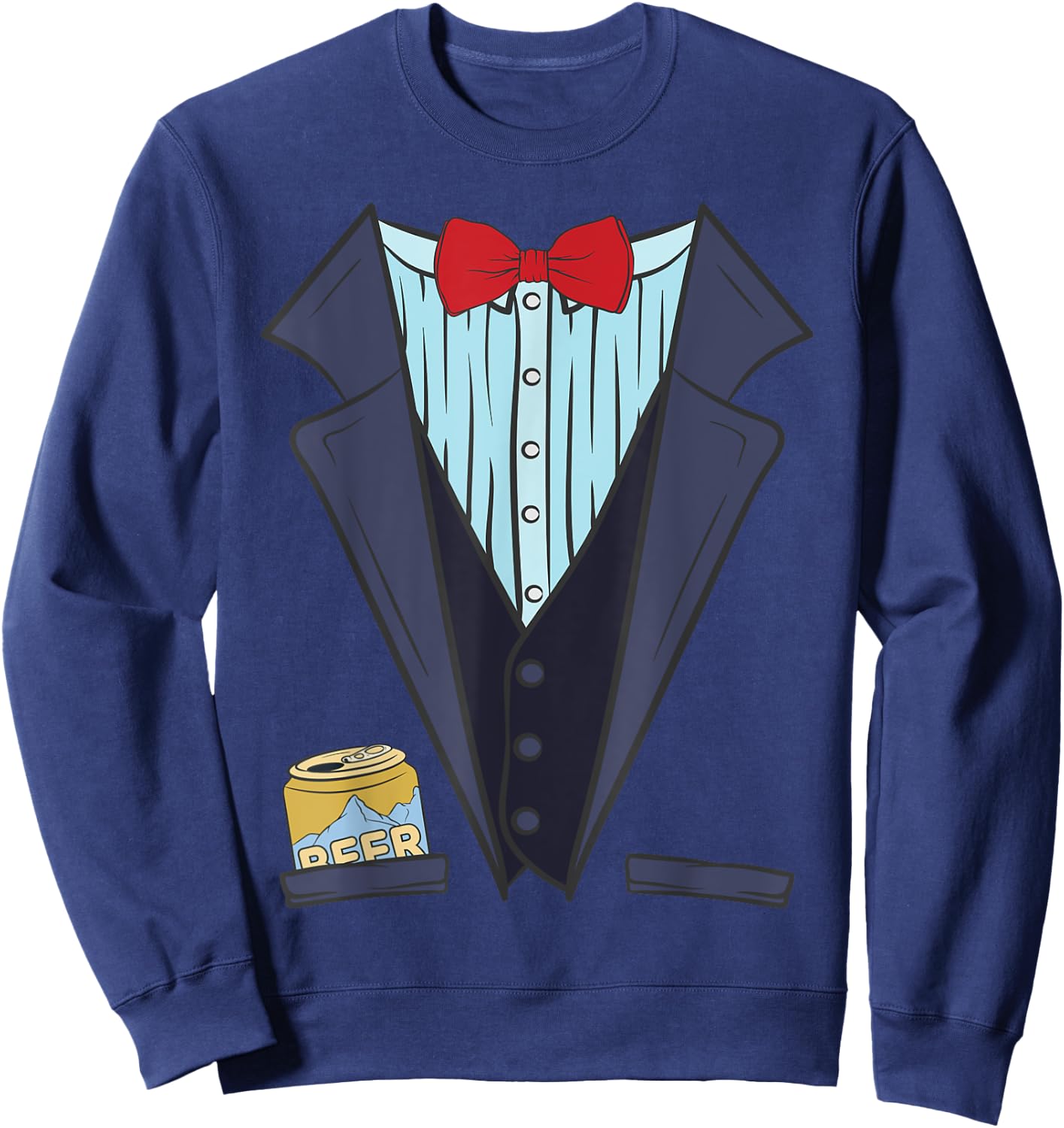 Bachelor Party Shirt for Best Man Beer Can Fake Tuxedo Shirt Sweatshirt - Sweatshirt | Navy