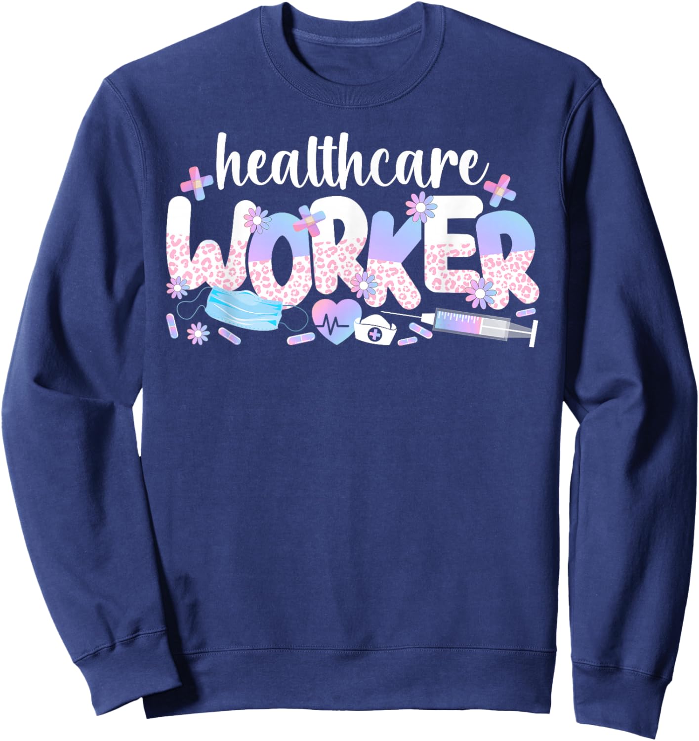 Healthcare Worker Leopard Healthcare Workers Sweatshirt - Sweatshirt | Navy