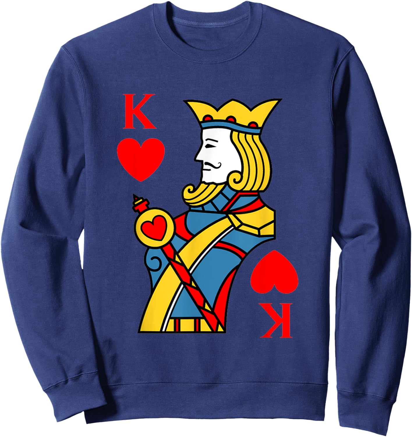 King of Hearts Playing Card Costume Halloween Deck of Cards Sweatshirt - Sweatshirt | Navy