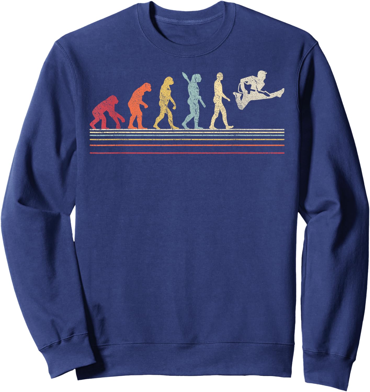 Funny Guitar T Shirt. Retro Vintage Evolution Of Man Shirt Sweatshirt - Sweatshirt | Navy