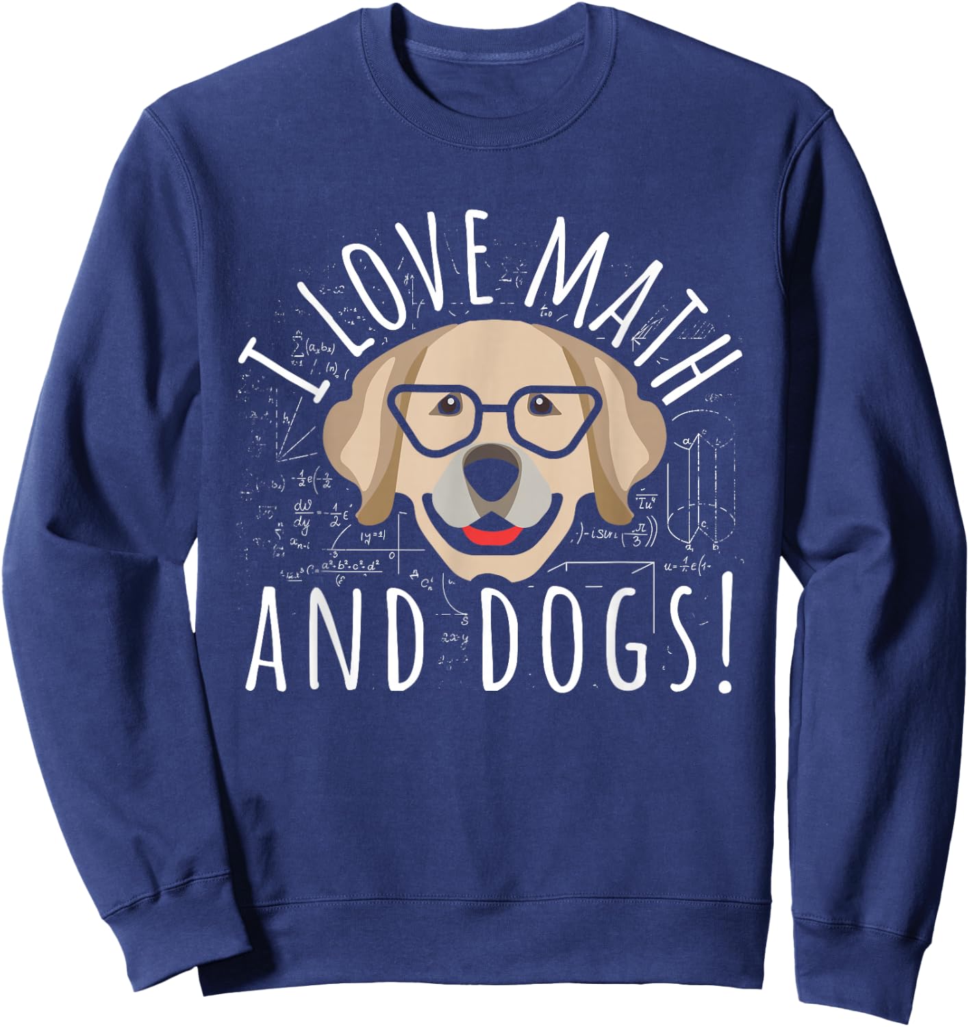 I Love Math And Dogs Algebra Brown Dog Teacher Student Gift Sweatshirt - Sweatshirt | Navy