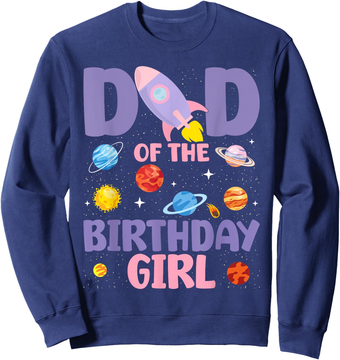 Two The Moon Dad Of the Birthday Girl Astronaut Family Party Sweatshirt - Sweatshirt | Navy