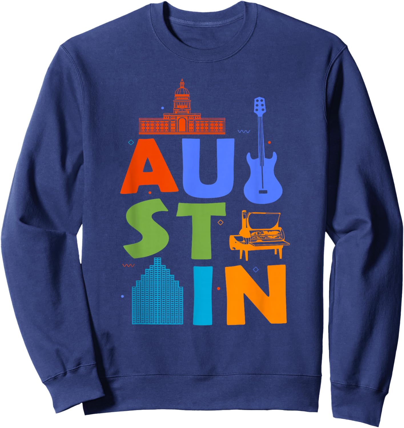 Austin Texas Souvenir Guitar Music City Austin Sweatshirt - Sweatshirt | Navy