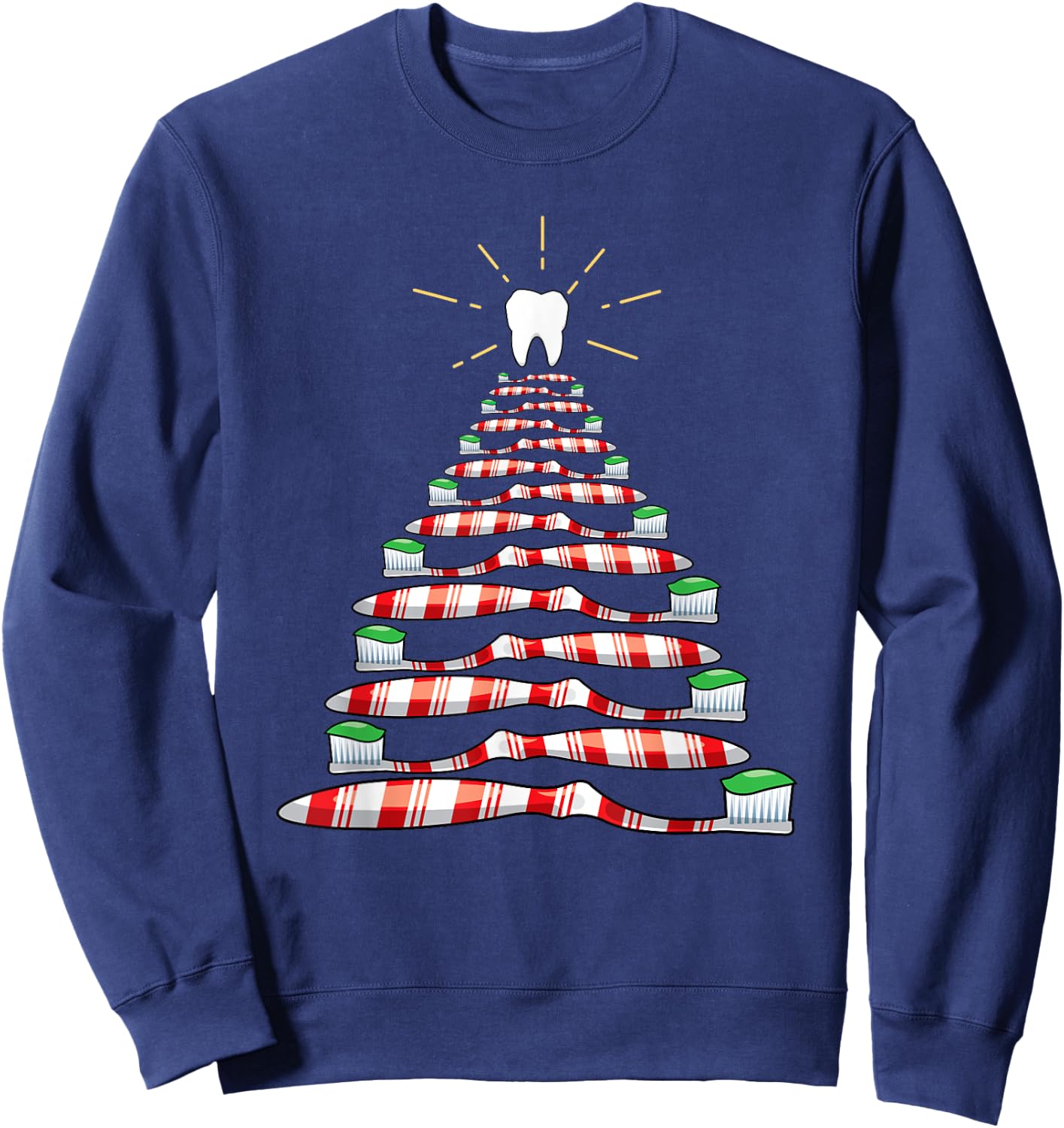 Dental Christmas Tooth Brush Christmas Tree Sweatshirt - Sweatshirt | Navy