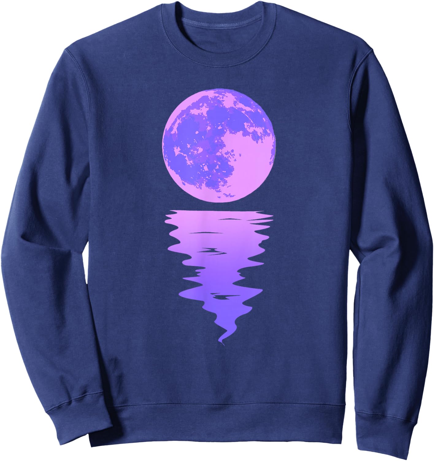 Vaporwave Aesthetic Purple Moon Pastel Moonlight Graphic Sweatshirt - Sweatshirt | Navy