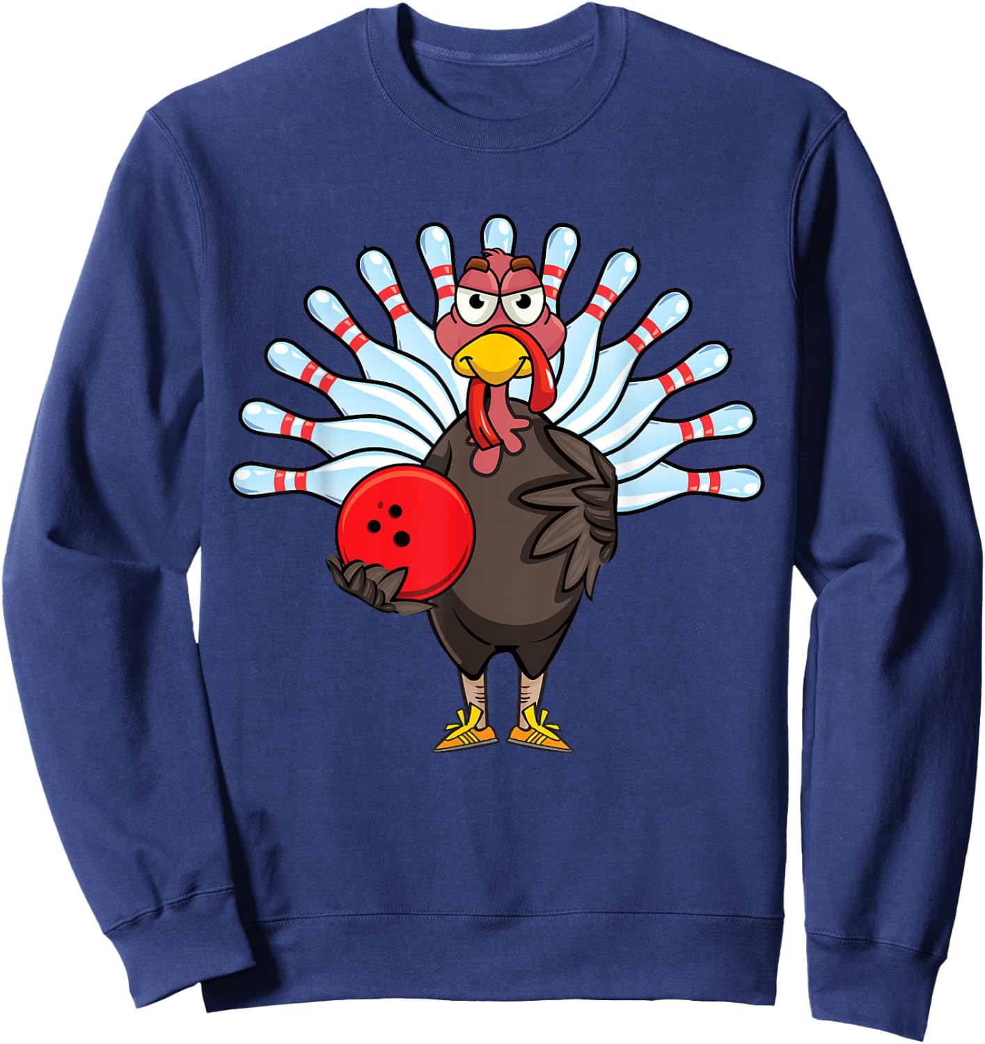 Thanksgiving Turkey Bowling Pin Matching Team Gift Sweatshirt - Sweatshirt | Navy