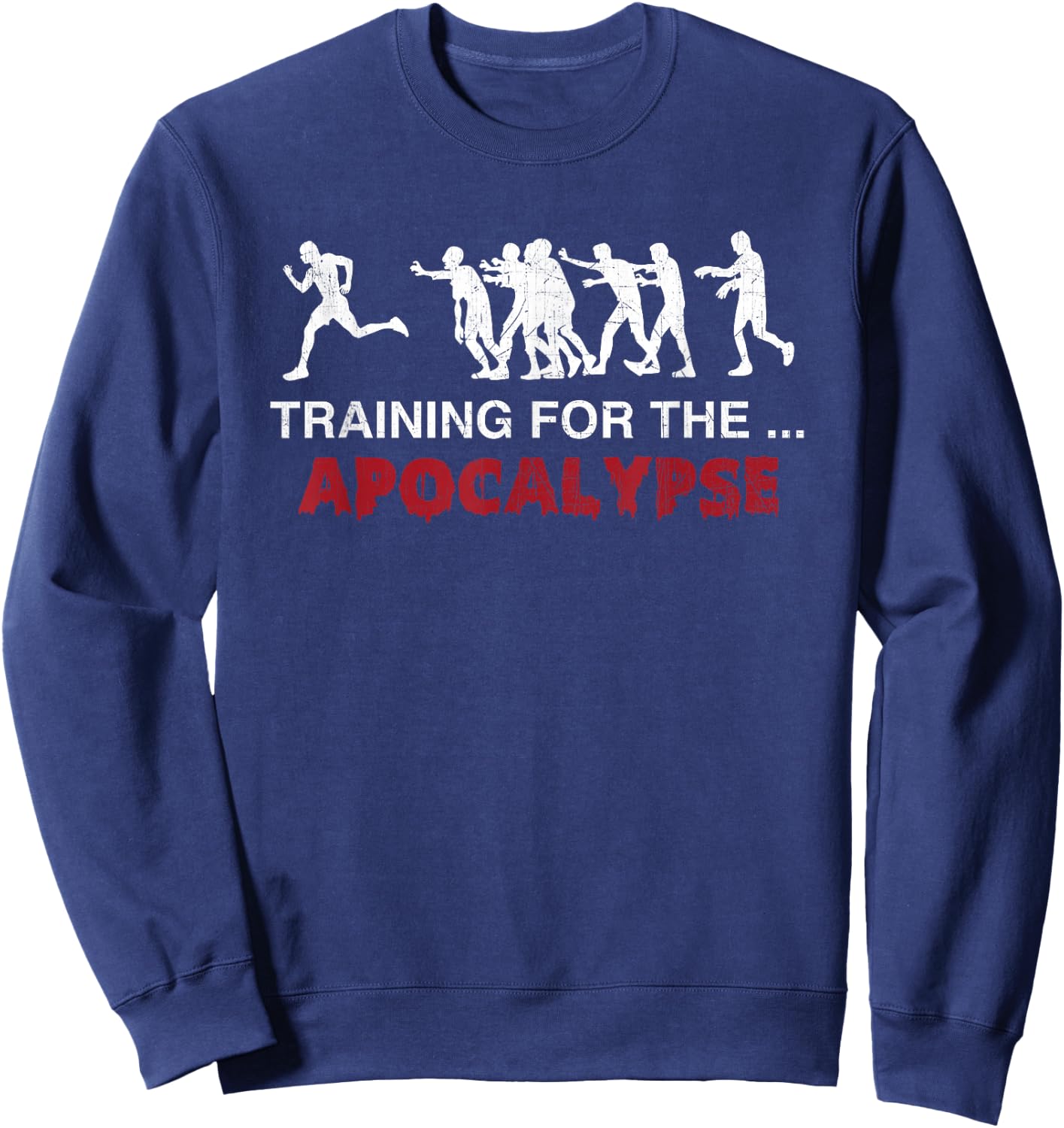Runners Zombie Marathon Halloween -Adults Black Short Sleeve Zombie-Themed Running Small Sweatshirt - Sweatshirt | Navy