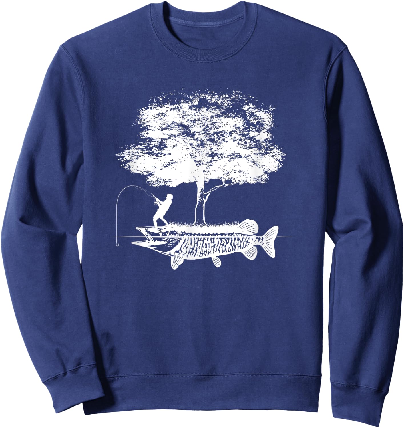 Musky Fish Artistic Boys Love Muskie Fishing Gift Sweatshirt - Sweatshirt | Navy