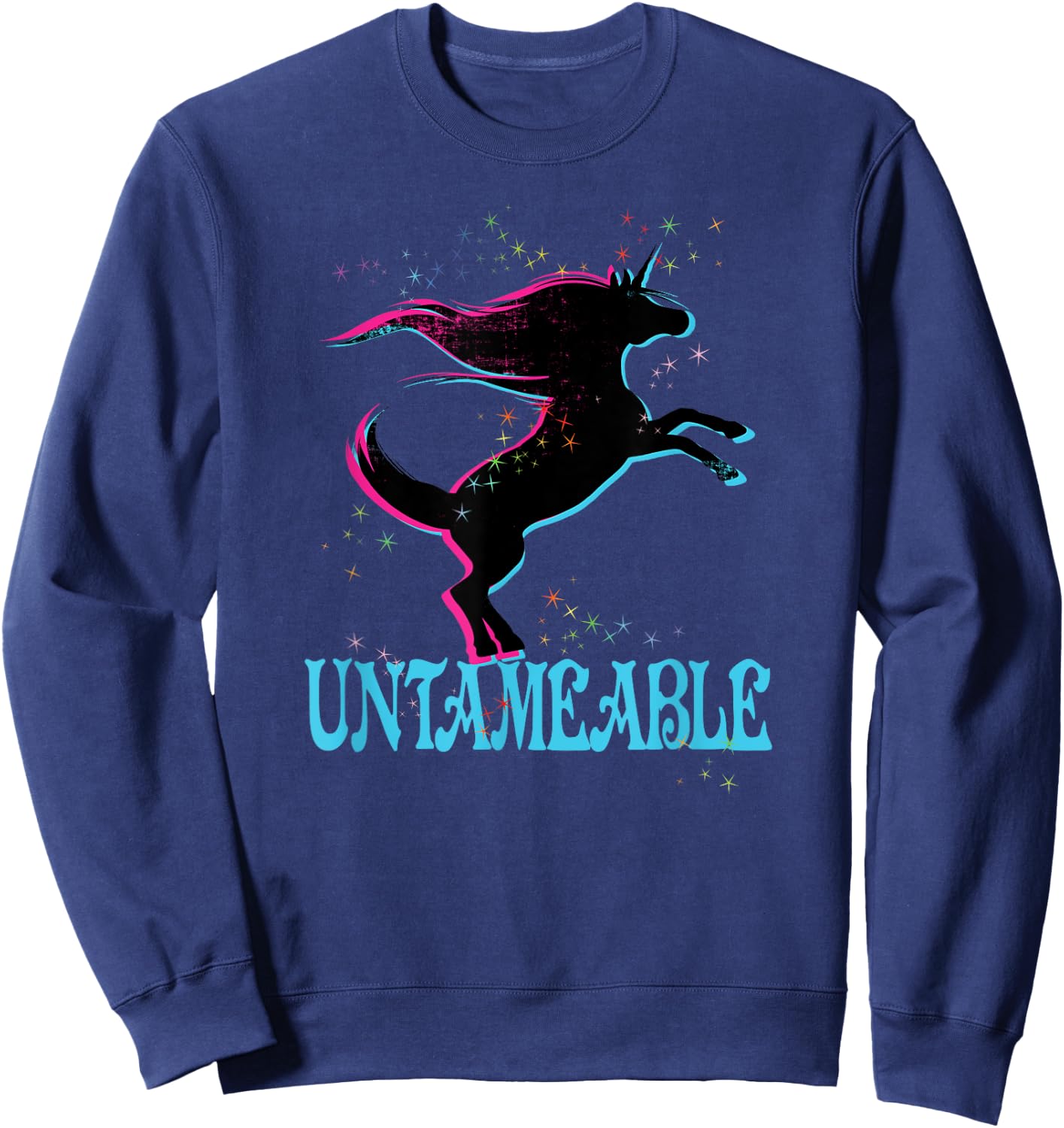 Retro Unicorn Untameable Shirt 80's Free Freedom Wild Spirit Sweatshirt - Sweatshirt | Navy