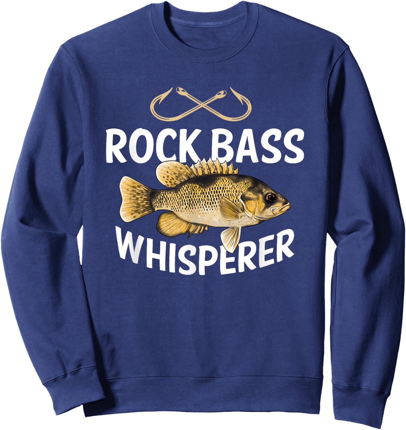Funny Rock Bass Fishing Freshwater Fish Graphic Sweatshirt - Sweatshirt | Navy