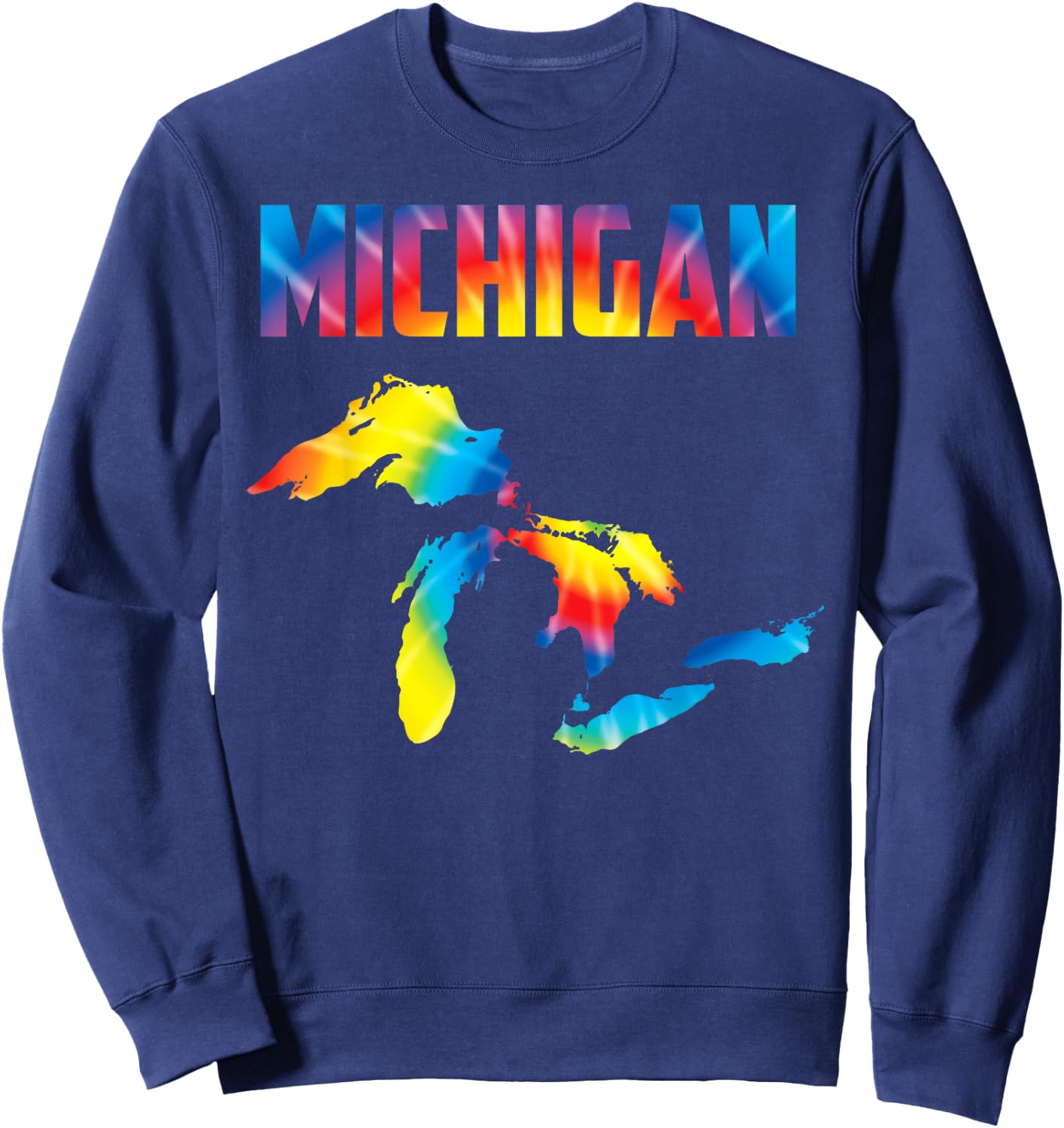 The Great Lakes Largest Water Retro Color Michigan MI Pride Sweatshirt - Sweatshirt | Navy