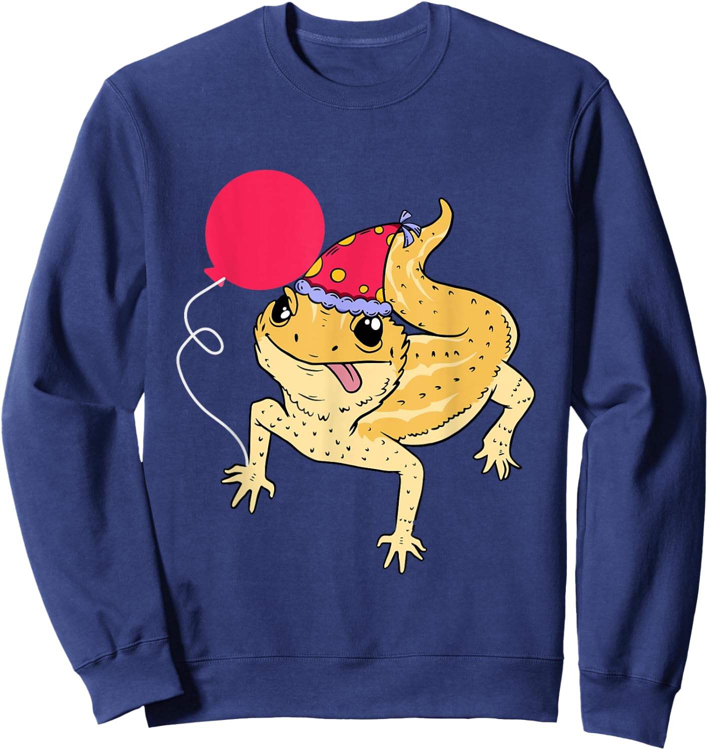 Bearded Dragon Lover Birthday Party Hat Lizard Bday Theme Sweatshirt - Sweatshirt | Navy