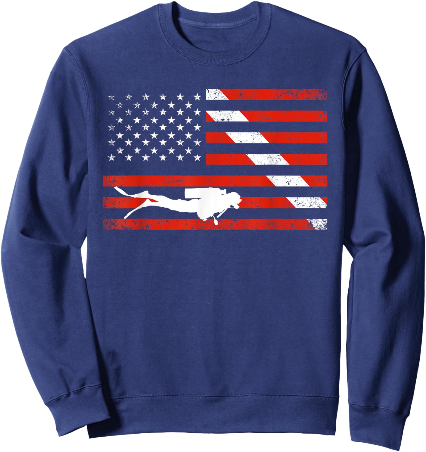 Diver Down Dive Flag Scuba Diving American Flag Sweatshirt - Sweatshirt | Navy