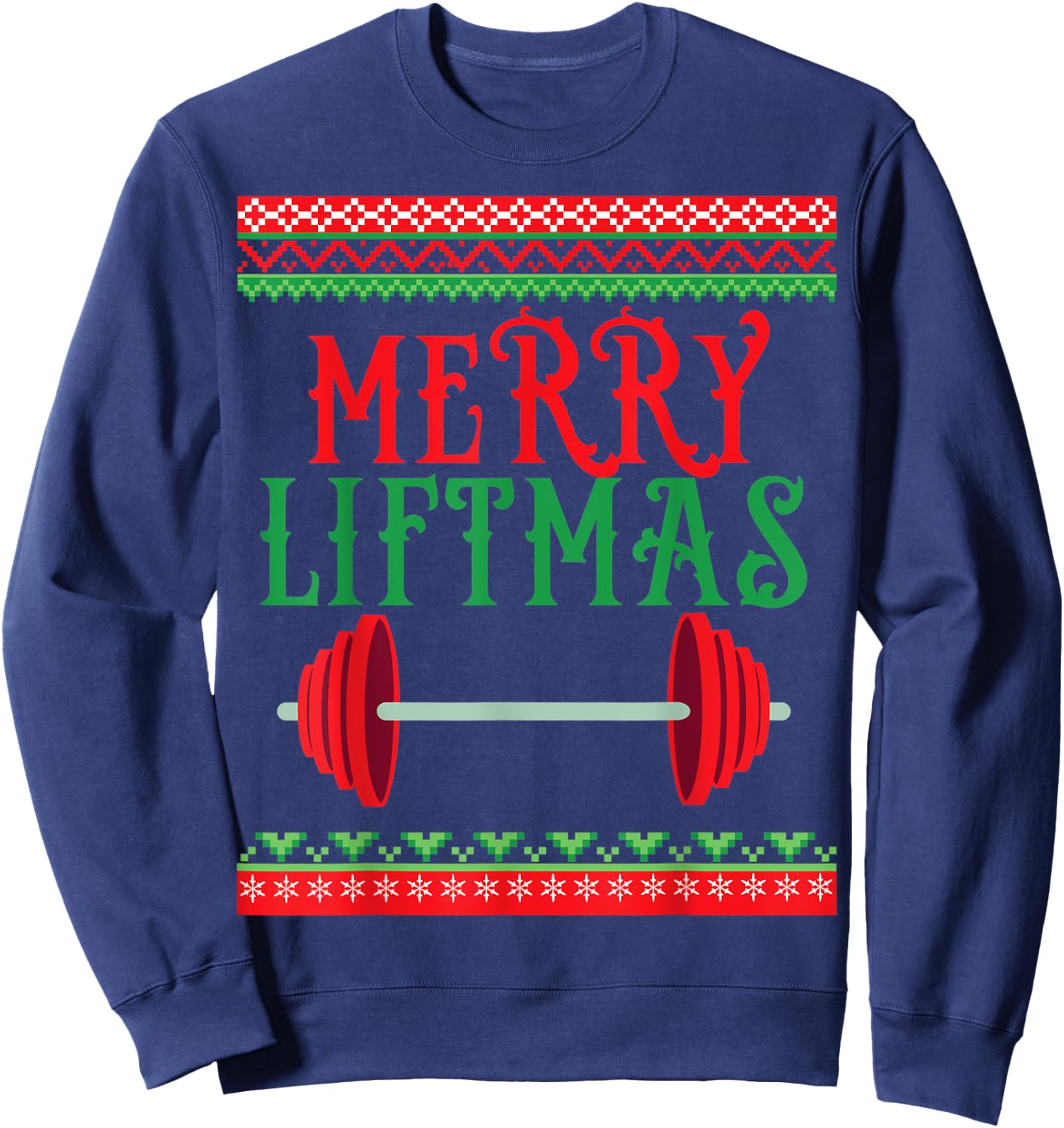 Awesome Merry Liftmas Weightlifting Christmas Sweatshirt - Sweatshirt | Navy