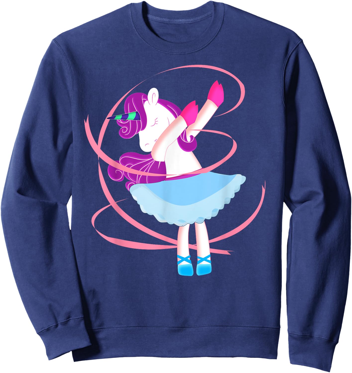 Dabbing Unicorn Shirt - Funny Unicorn Ballerina Dab Sweatshirt - Sweatshirt | Navy