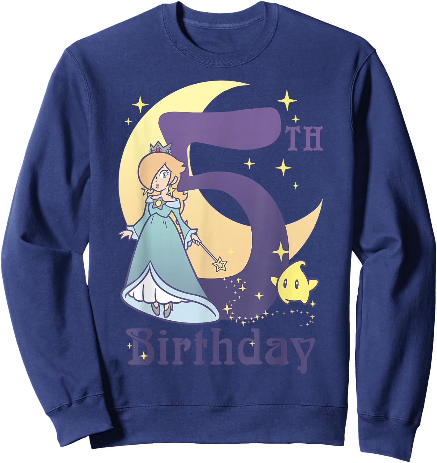 Super Mario Rosalina And Luma 5th Birthday Moon Portrait Sweatshirt - Sweatshirt | Navy
