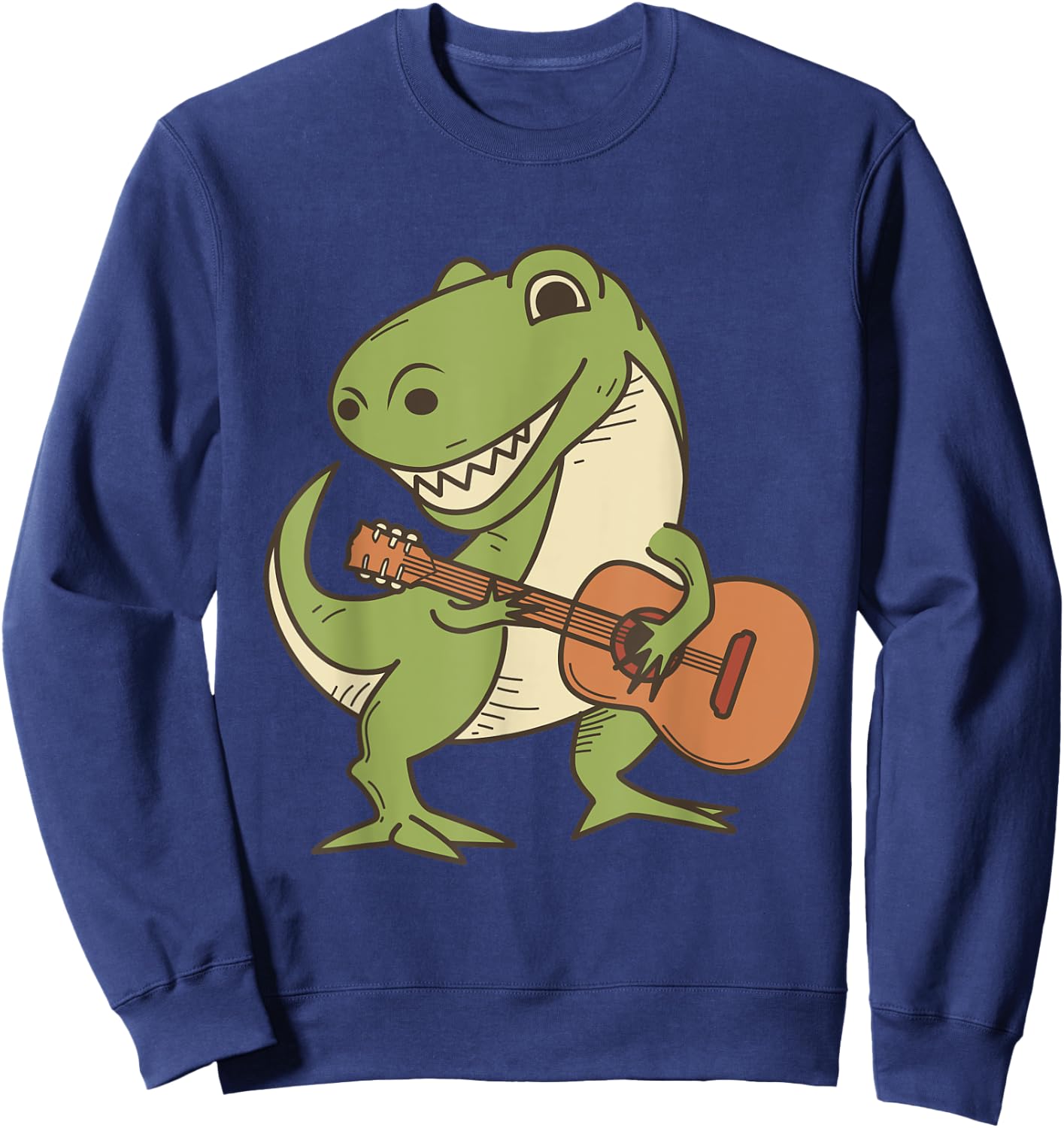 Dinosaur Playing Guitar Shirt | Cool Dino Music Lover Gift Sweatshirt - Sweatshirt | Navy