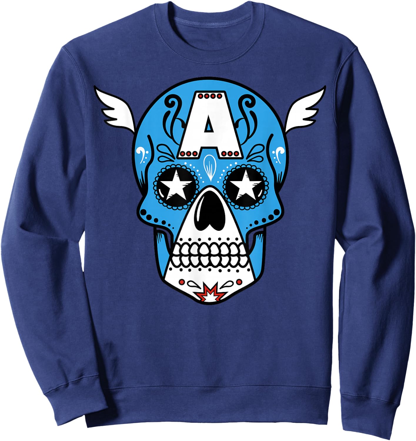 Marvel Avengers Captain America Sugar Skull Graphic Sweatshirt - Sweatshirt | Navy