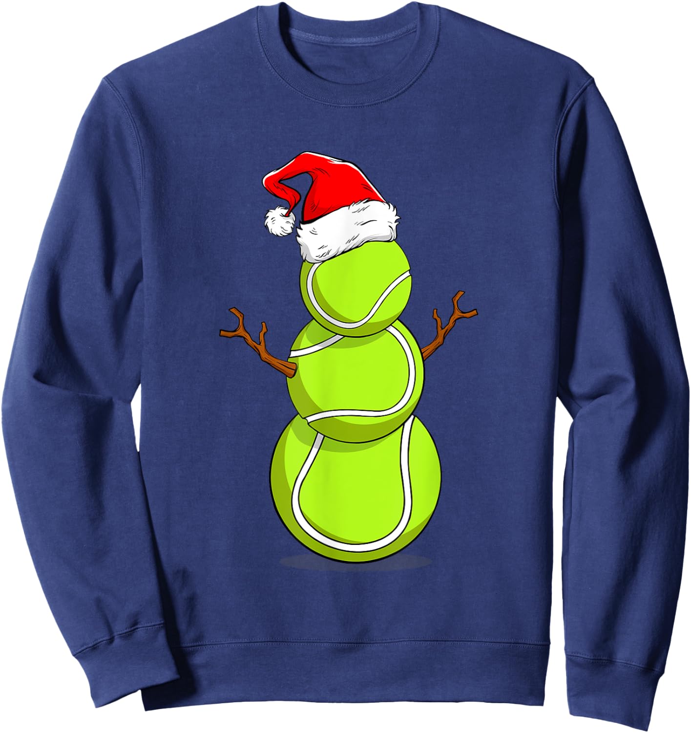 Funny Tennis Player Gift Snowman Christmas Sweatshirt - Sweatshirt | Navy