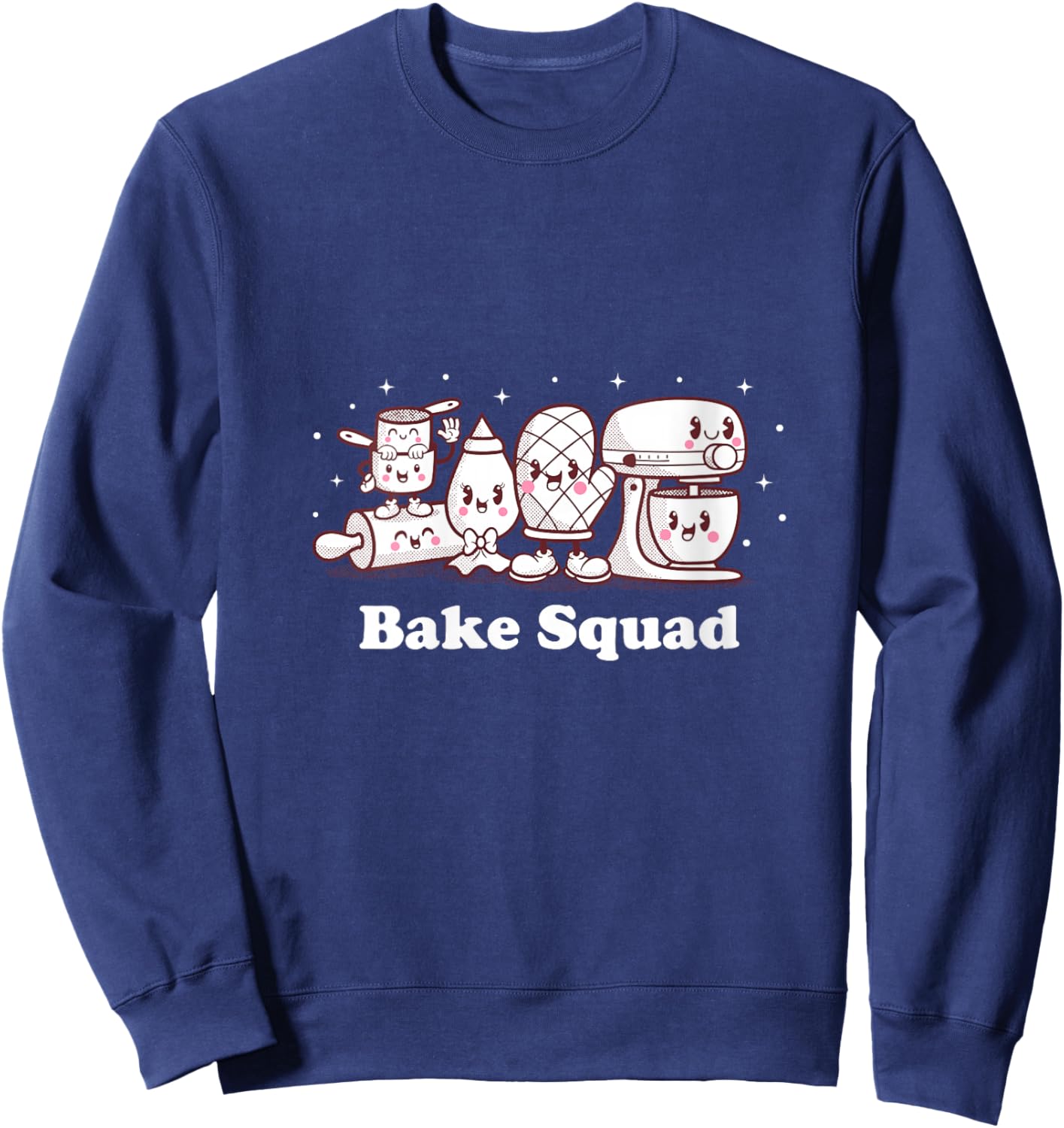Women's Bake Squad Cute Cookie Baking Bakers Funny Chef Men Women V-Neck Sweatshirt - Sweatshirt | Navy