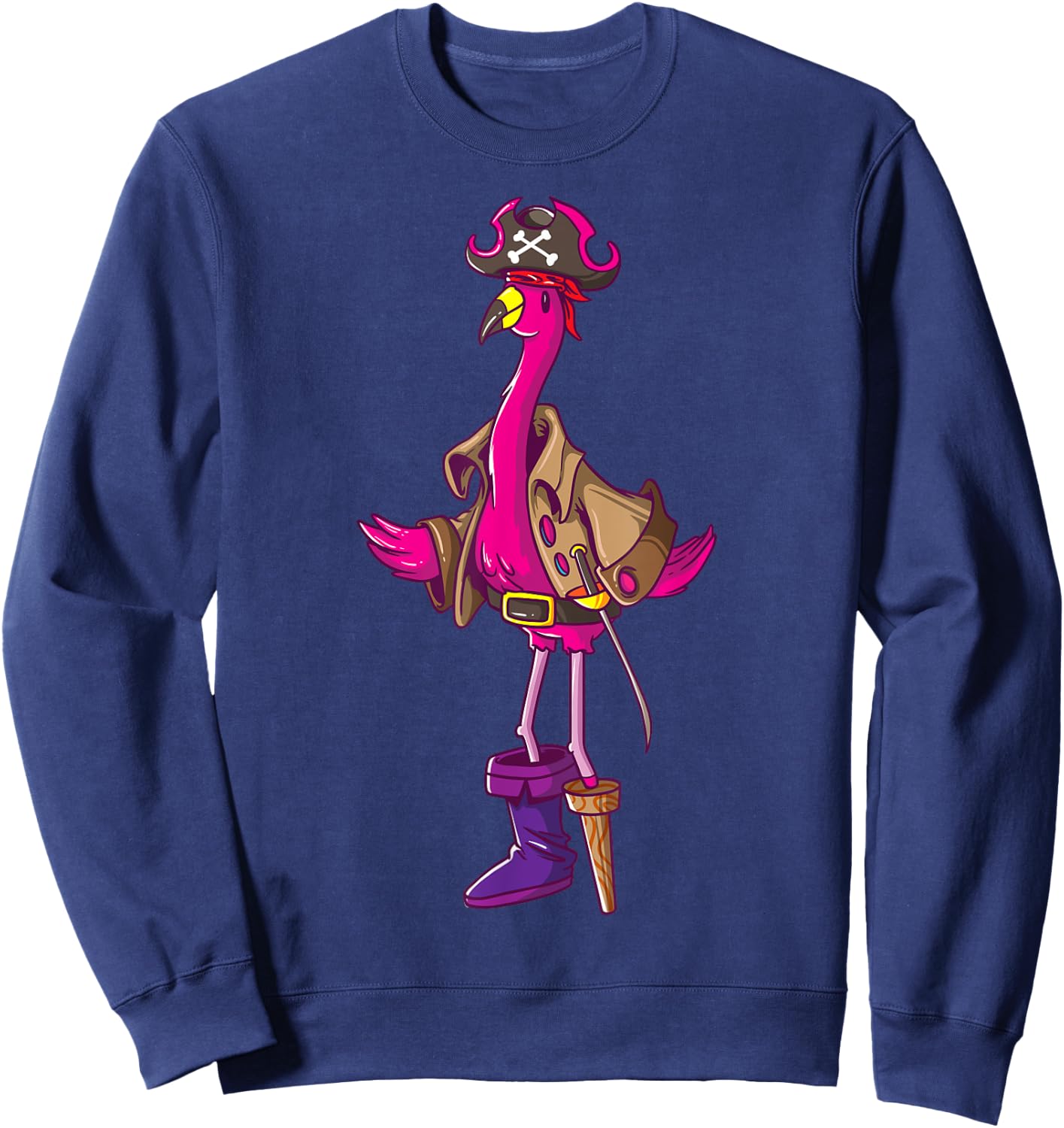 Pirate Pink Flamingo Halloween Party Girls Shirt Jolly Roger Sweatshirt - Sweatshirt | Navy