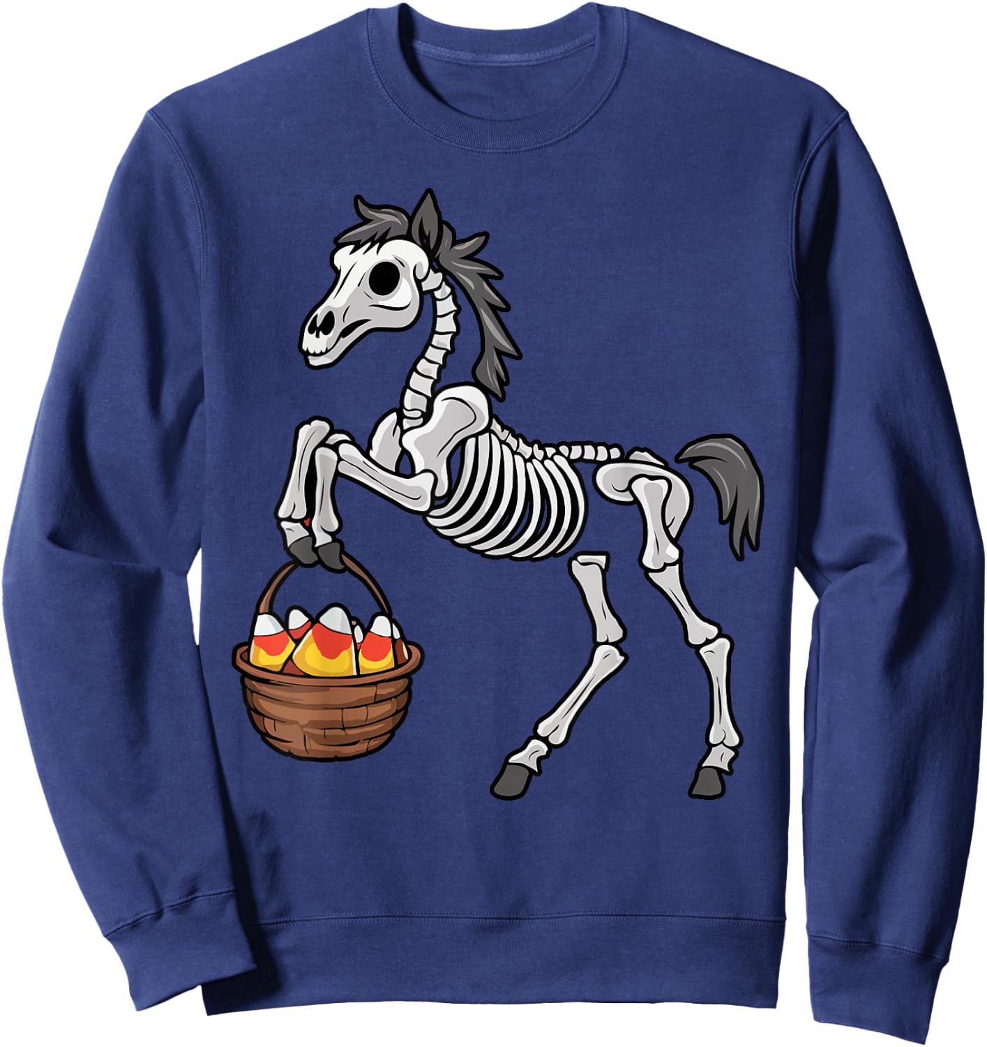 Funny Horse Lover Halloween Skeleton Spooky Candy Corn Sweatshirt - Sweatshirt | Navy