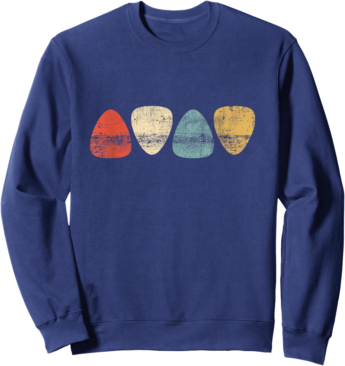 Vintage Guitar Pick Retro Guitarists + Bassist Sweatshirt - Sweatshirt | Navy