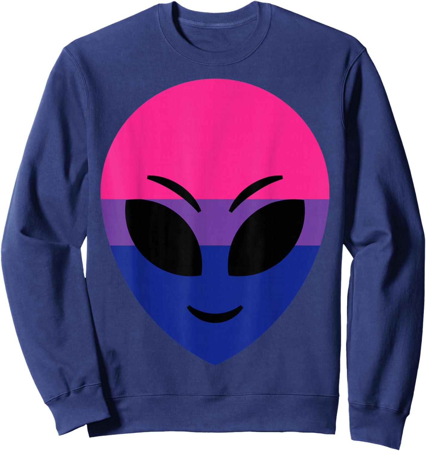 Funny Happy Alien Bisexual Pride Flag Sweatshirt - Sweatshirt | Navy