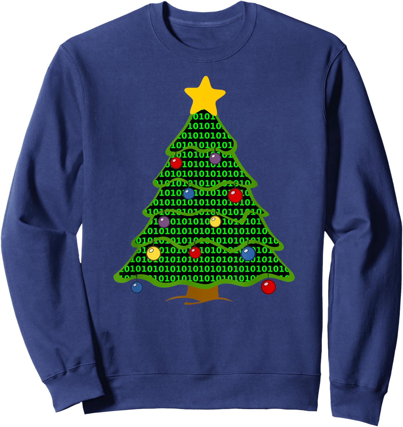 Nerdy Binary Code Christmas Tree computer geek gifts Sweatshirt - Sweatshirt | Navy