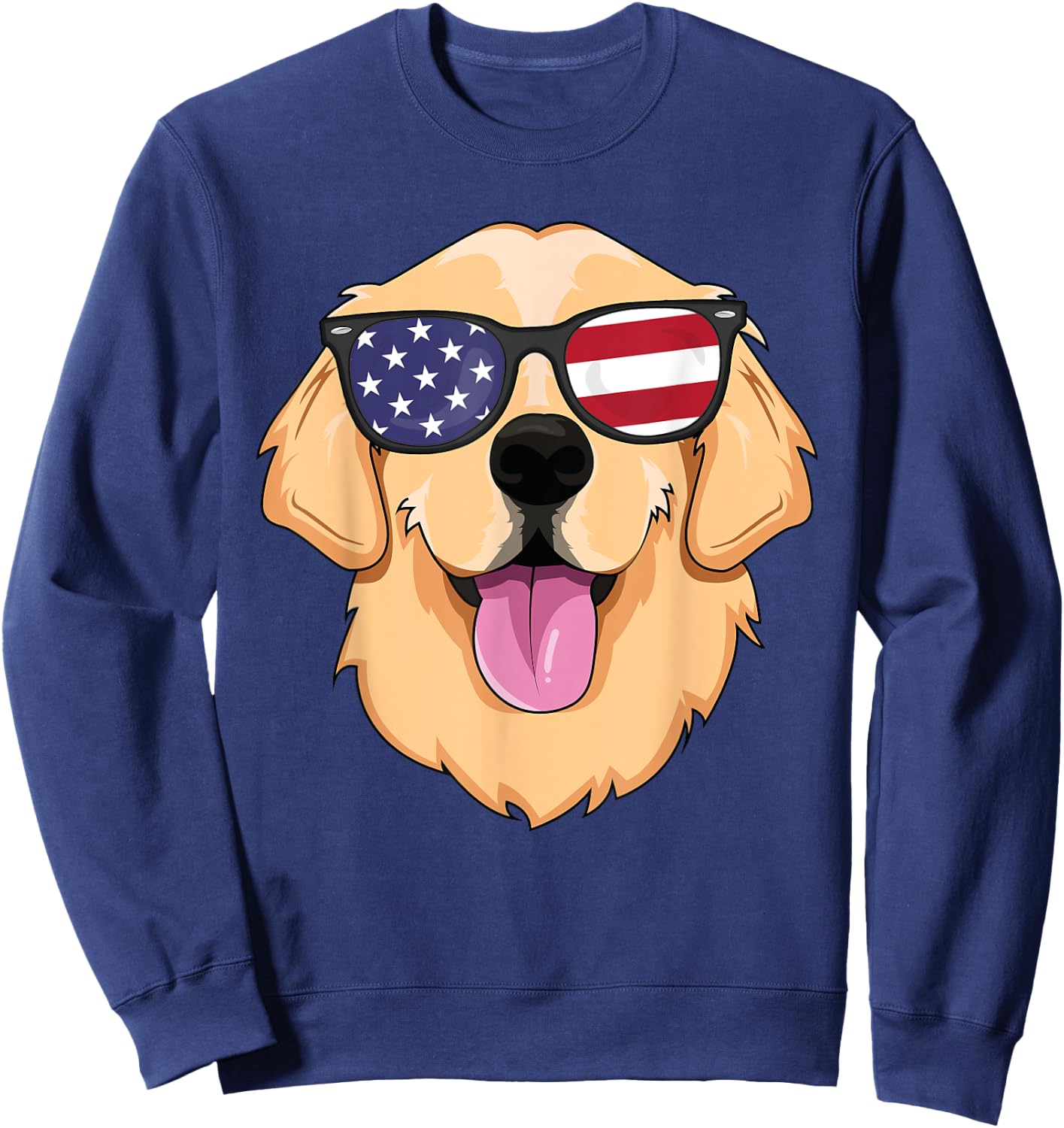 American Golden Retriever USA Dog Sunglasses Merica Lover Women Kids Sweatshirt - Sweatshirt | Navy