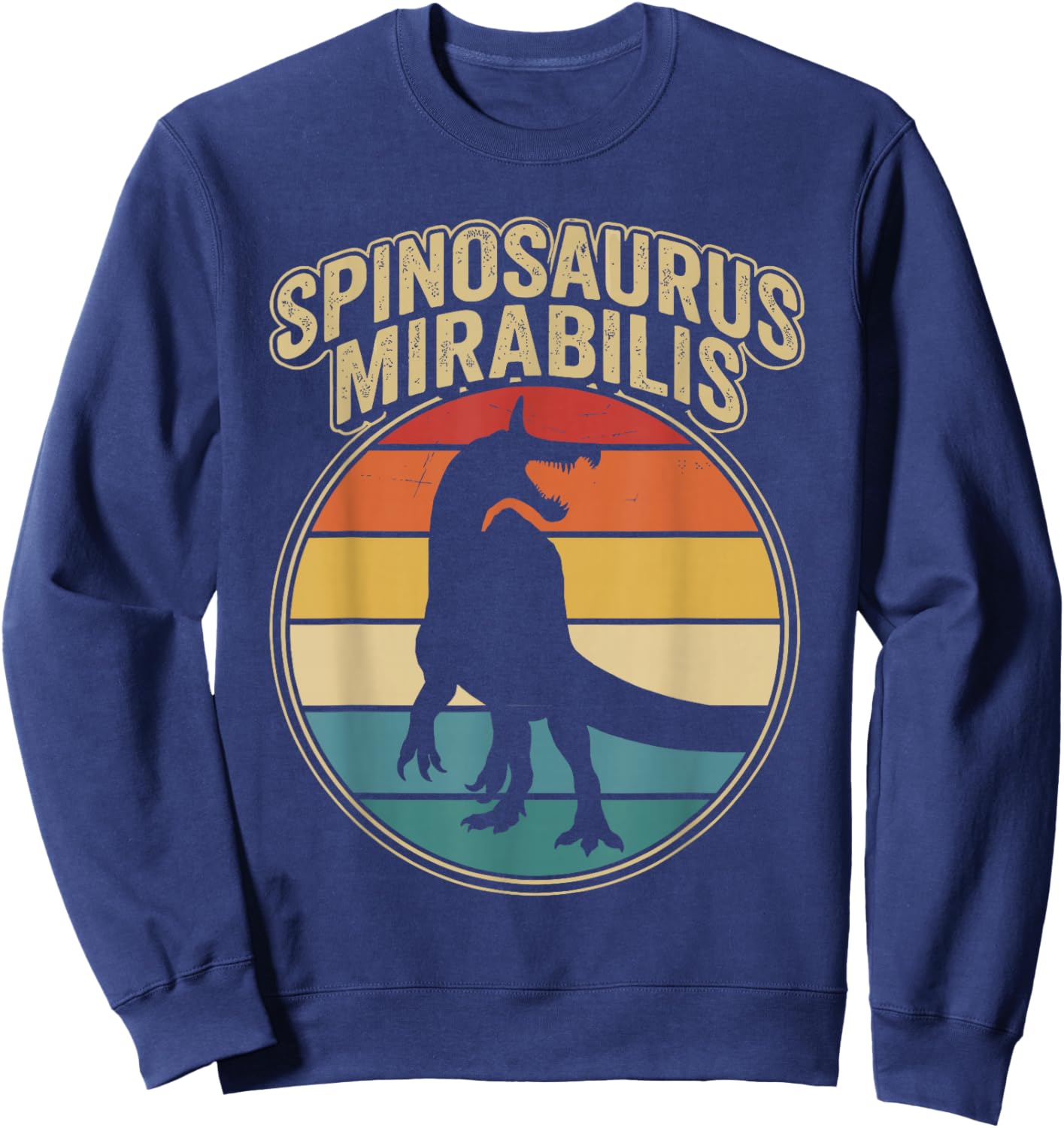 Vintage Spinosaurus Mirabilis Roaring Prehistoric Dinosaur Sweatshirt - Sweatshirt | Navy