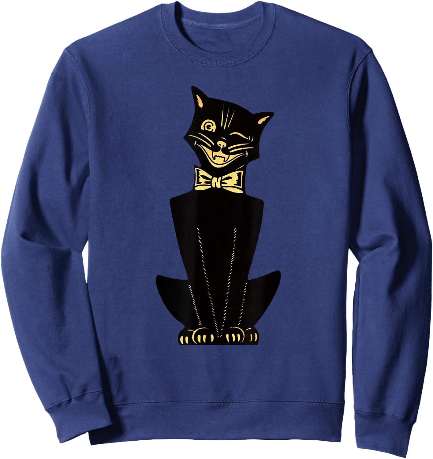 Men's Women's Vintage Halloween Cartoon Cat Sweatshirt - Sweatshirt | Navy