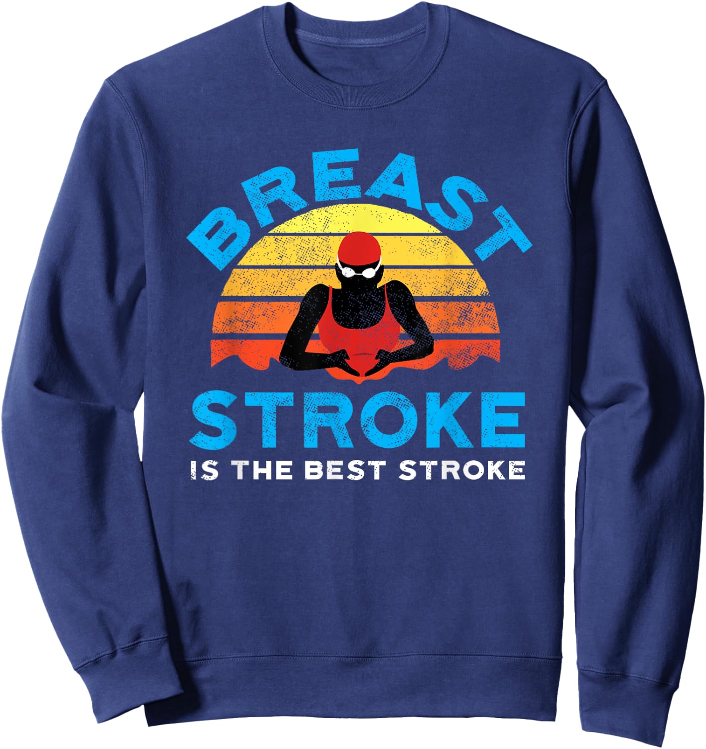 Retro Breast Stroke Swimmer by Awesome Swim Sweatshirt - Sweatshirt | Navy