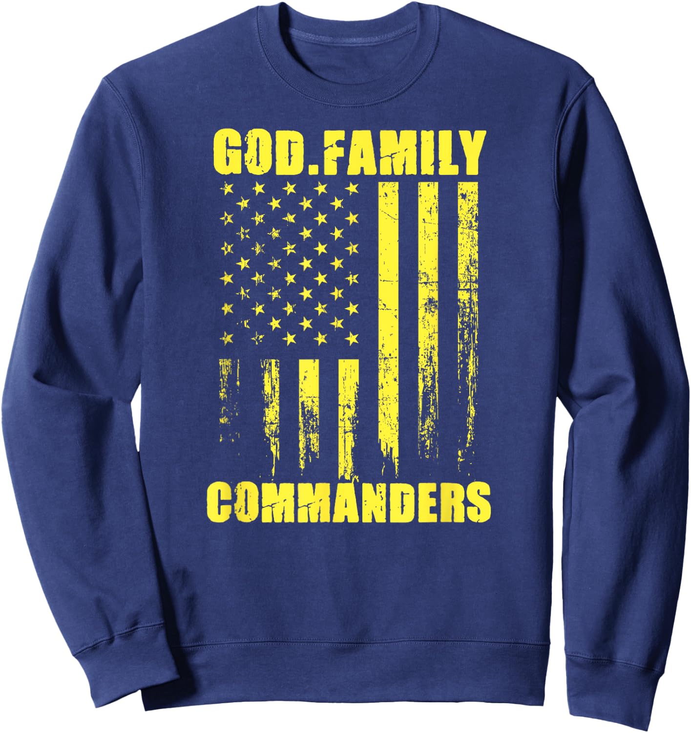 Washington County Commanders God. Family. Vintage USA Flag Sweatshirt - Sweatshirt | Navy