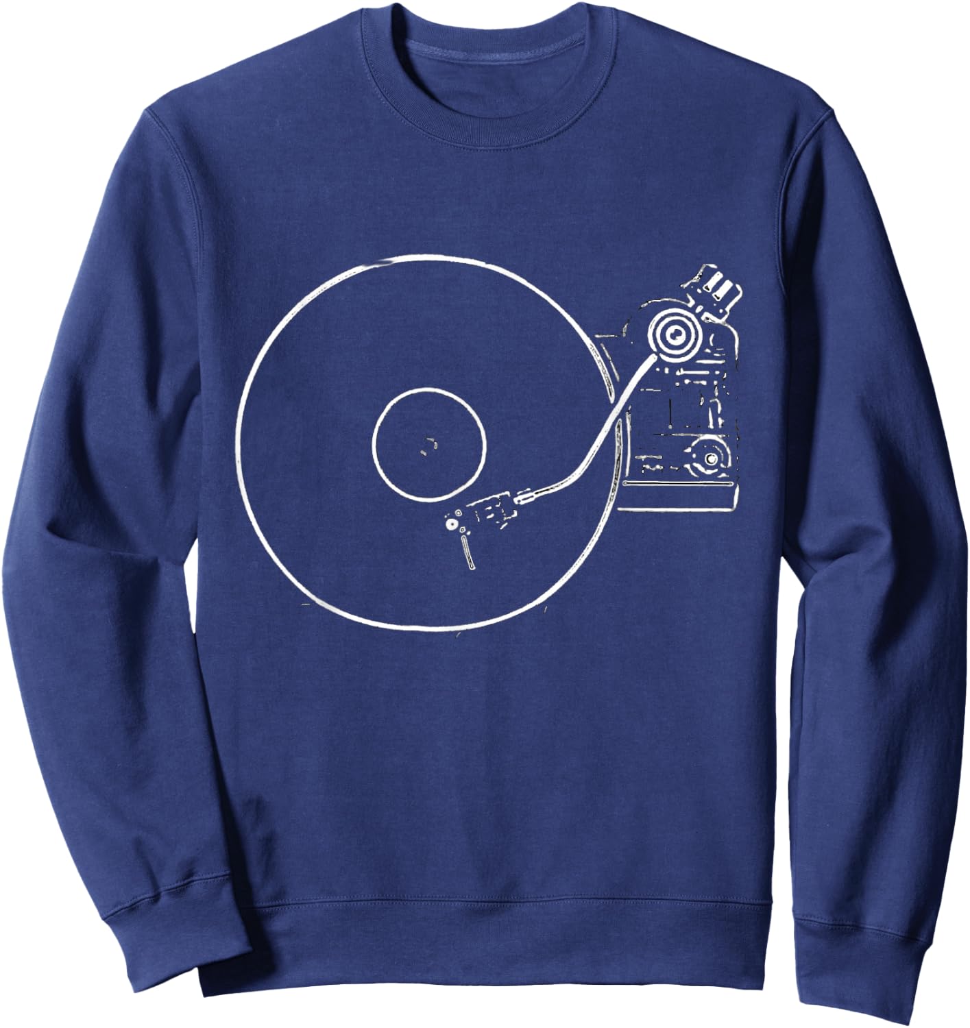 Vinyl Record Player Sketch Drawing Sweatshirt - Sweatshirt | Navy