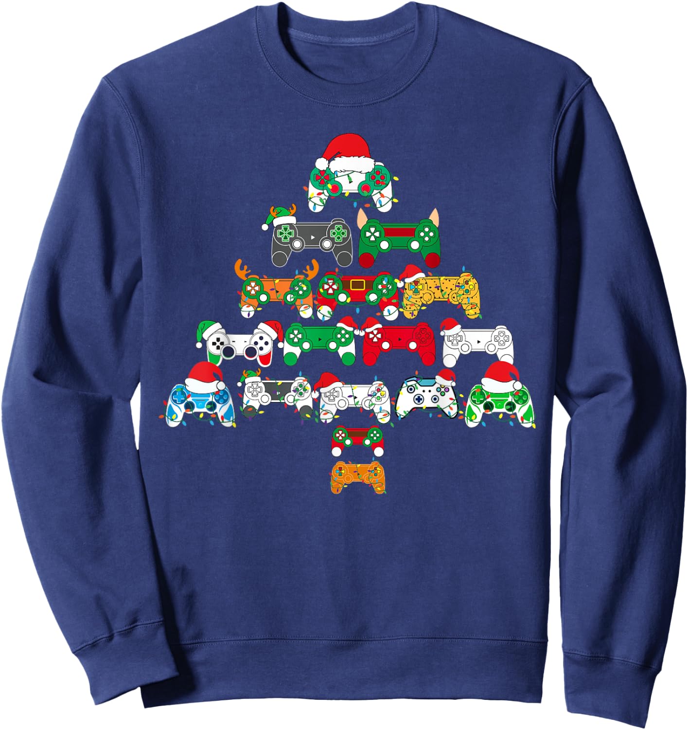 Funny Video Game Controller Christmas Tree Gamer Boys Kids Sweatshirt - Sweatshirt | Navy