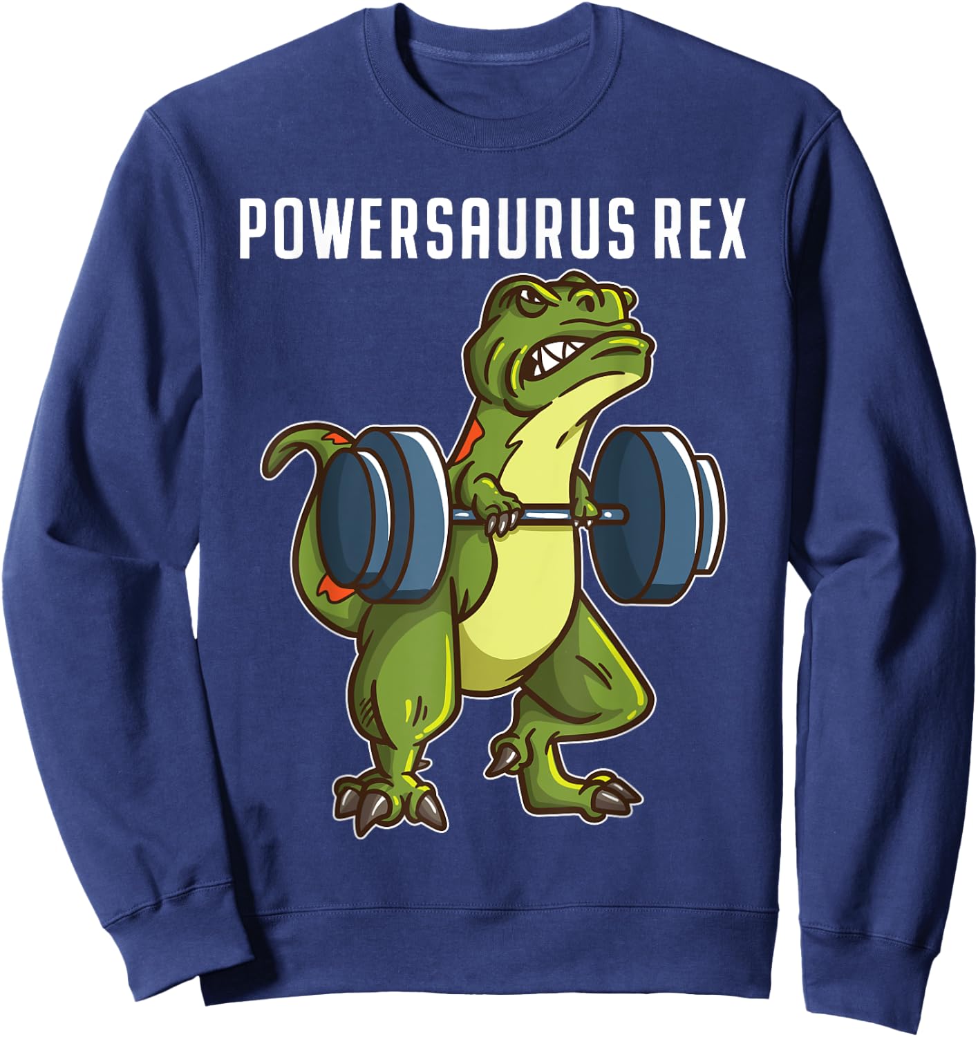 I Love Dinosaur and Fitness Co. Funny T Rex Powerlifting Weightlifting Gym Workout Boys Gift Sweatshirt - Sweatshirt | Navy