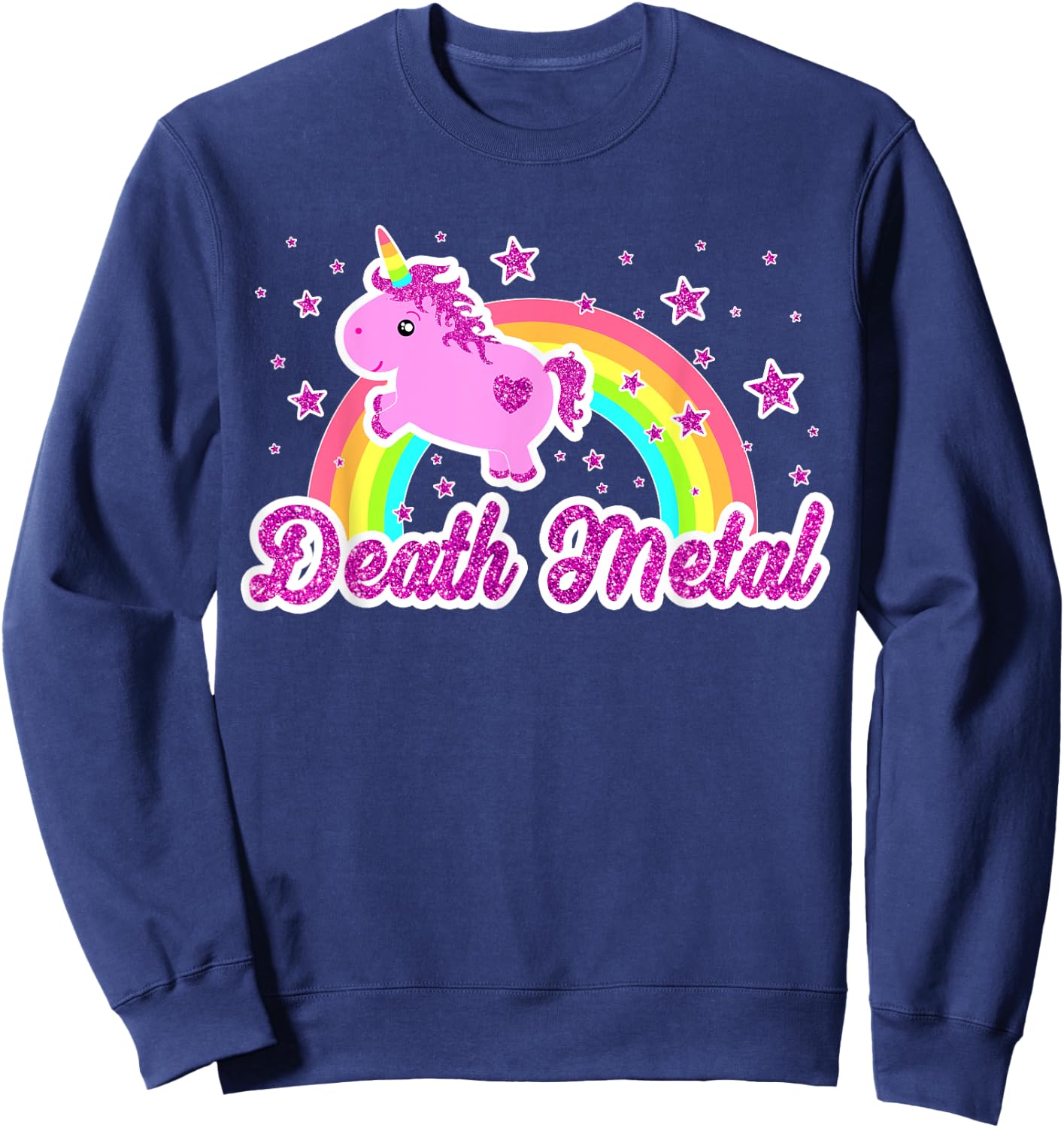 Death Metal Music Funny Ironic Cool Unicorn Festival Sweatshirt - Sweatshirt | Navy