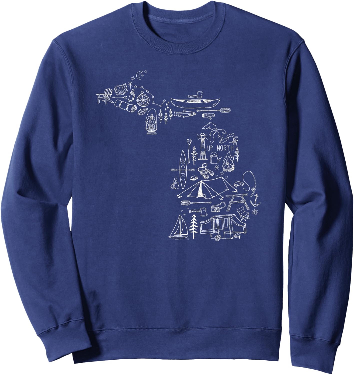 Michigan Up North Camping Nature Lake Life Collage T Shirt Sweatshirt - Sweatshirt | Navy